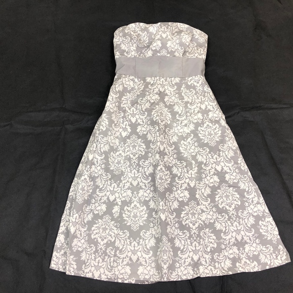 Ann Taylor LOFT A-line Strapless Damask Print Dres - Picture 2 of 6